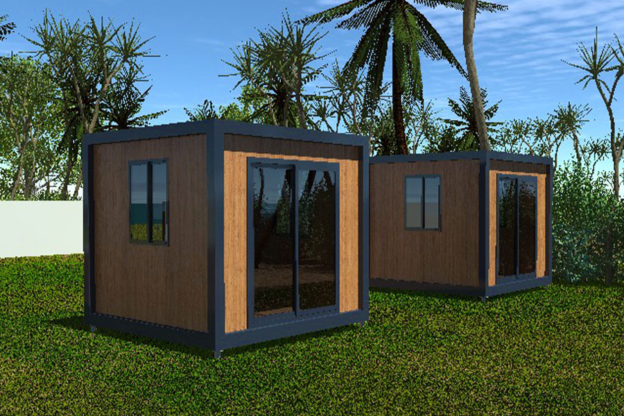 Logement préfabriqué Toit Plat 9m2 posé sur un terrain en Polynésie